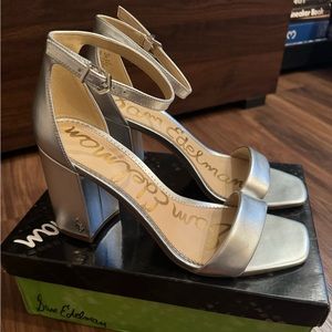 Sam Edelman - Silver Daniella Block Heel Sandal - Like New!